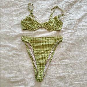 Urban Outfitters Green Plaid Swim Set